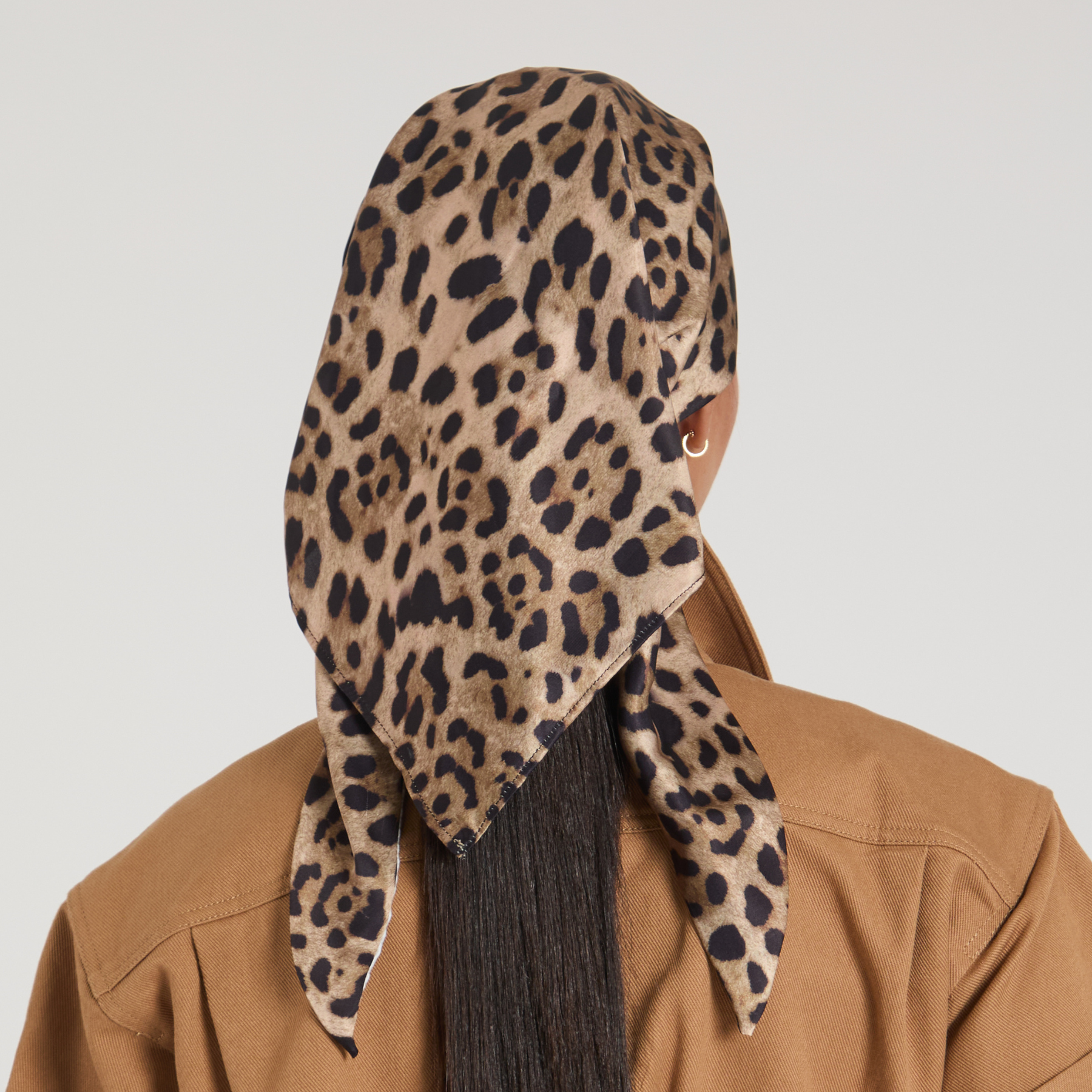 Raquel Leopard Print Satin Headscarf - Fashion Hair Wrap for Women, Soft Silky Headband Scarf - Perfect for Church, Work, Travel & Special Occasions