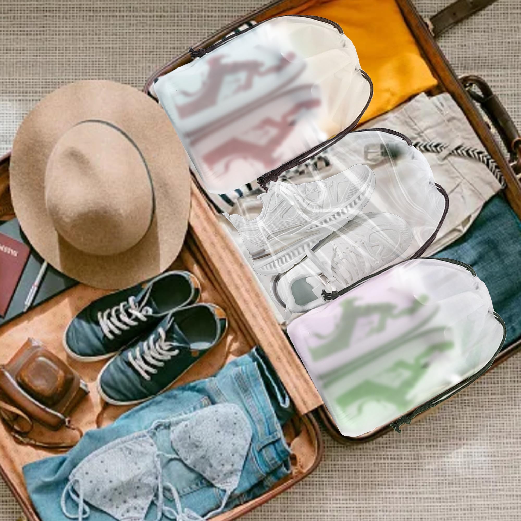 30 Pack Clear Waterproof Shoe Bags for Travel & Storage - 11.8” x 15.7” Transparent Drawstring Dust Bags for Men & Women - Perfect for Packing, Shoe Organization, Closet & Luggage Protection