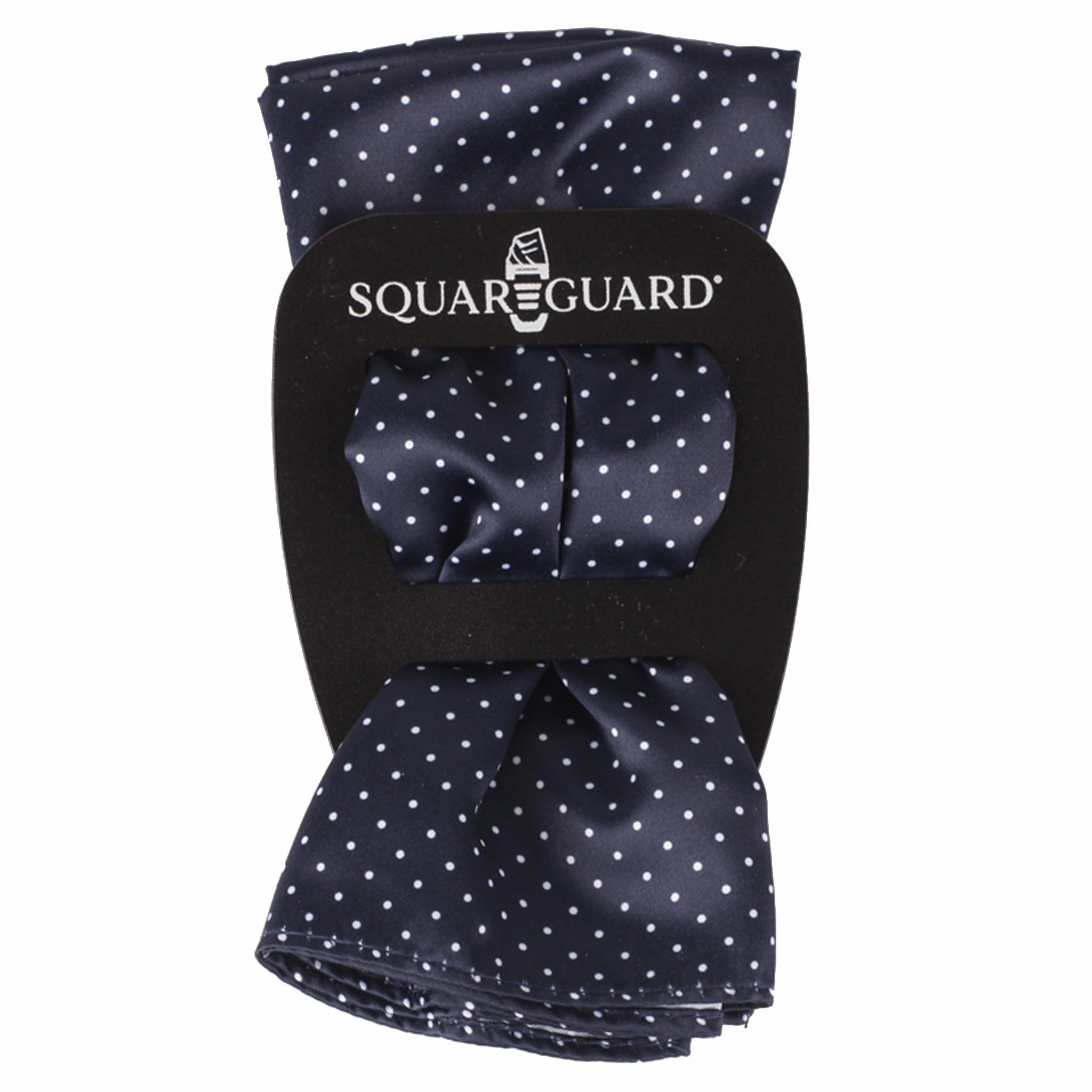 Black and White Polka Dot Pocket Square with Holder - Premium Large Silk Pocket Square for Men - Perfect for Weddings, Business Meetings & Formal Events
