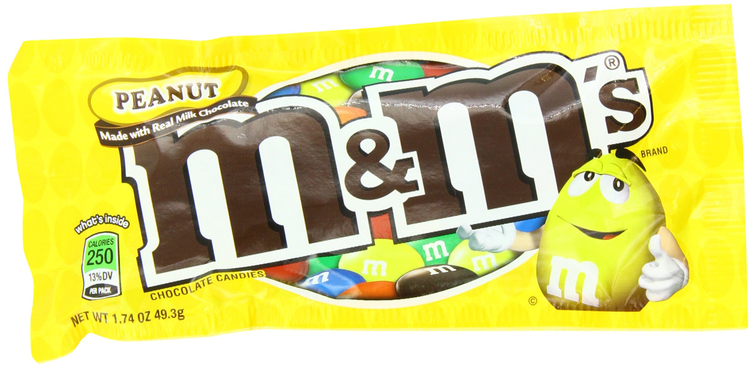 M&Ms Peanut Chocolate Candy - 48 Single-Serve Packs (1.69 oz) - Bulk Snacks for Office, Parties & Halloween Treats