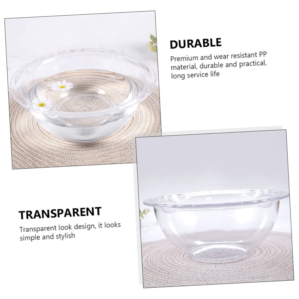 Healifty Clear PP Foot Spa Bucket for Salon & Outdoor Use