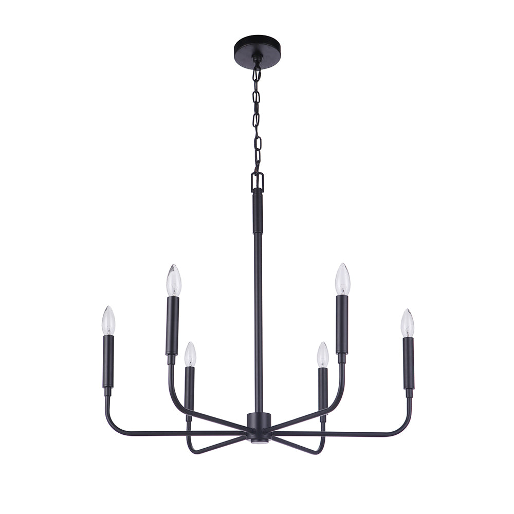 Elegant Beverly 6-Light Black Chandelier - Modern Crystal Ceiling Light Fixture for Dining Room, Living Room & Bedroom