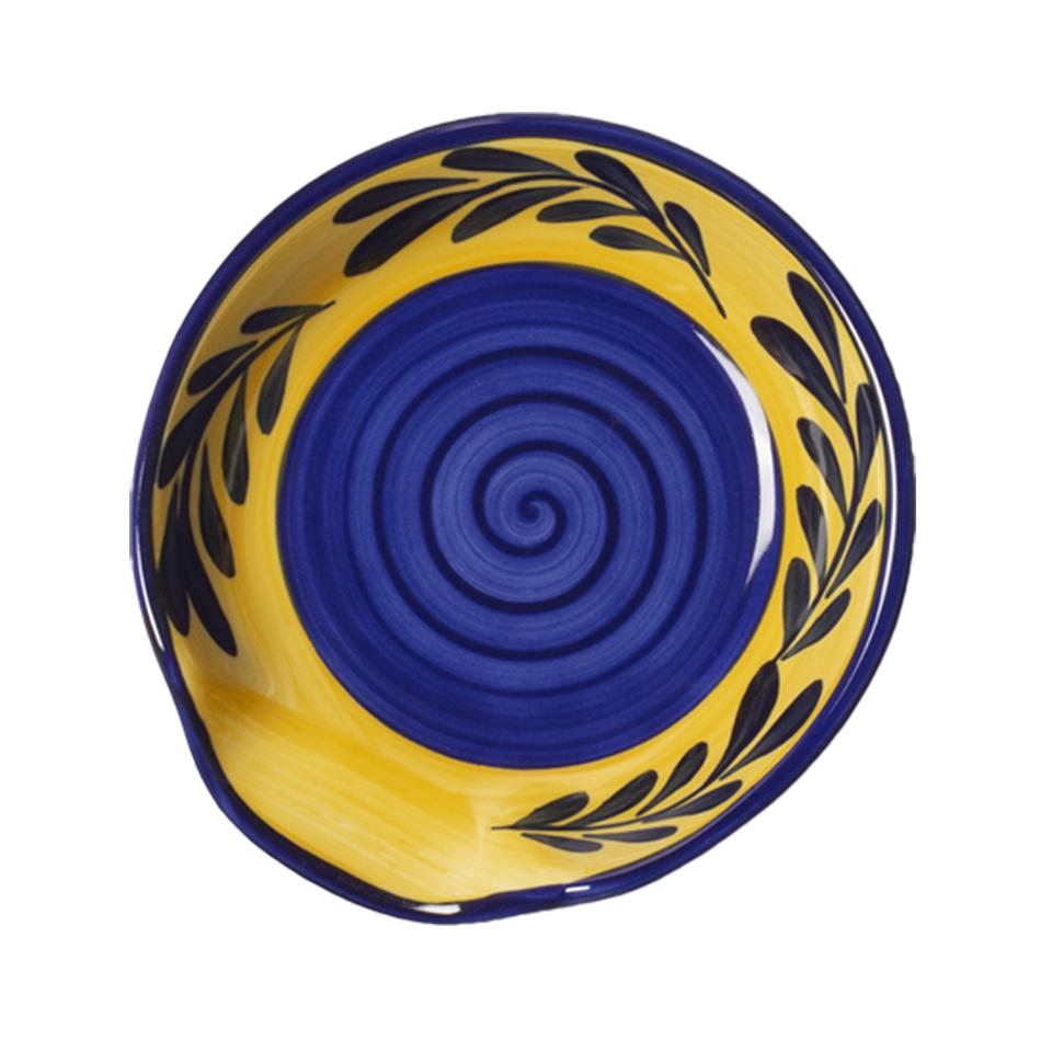 Blue & Yellow Ceramic Spoon Rest - French Country Style Kitchen Decor for Cooking & Serving - Perfect for Stovetop, Countertop, and Dining Table Use