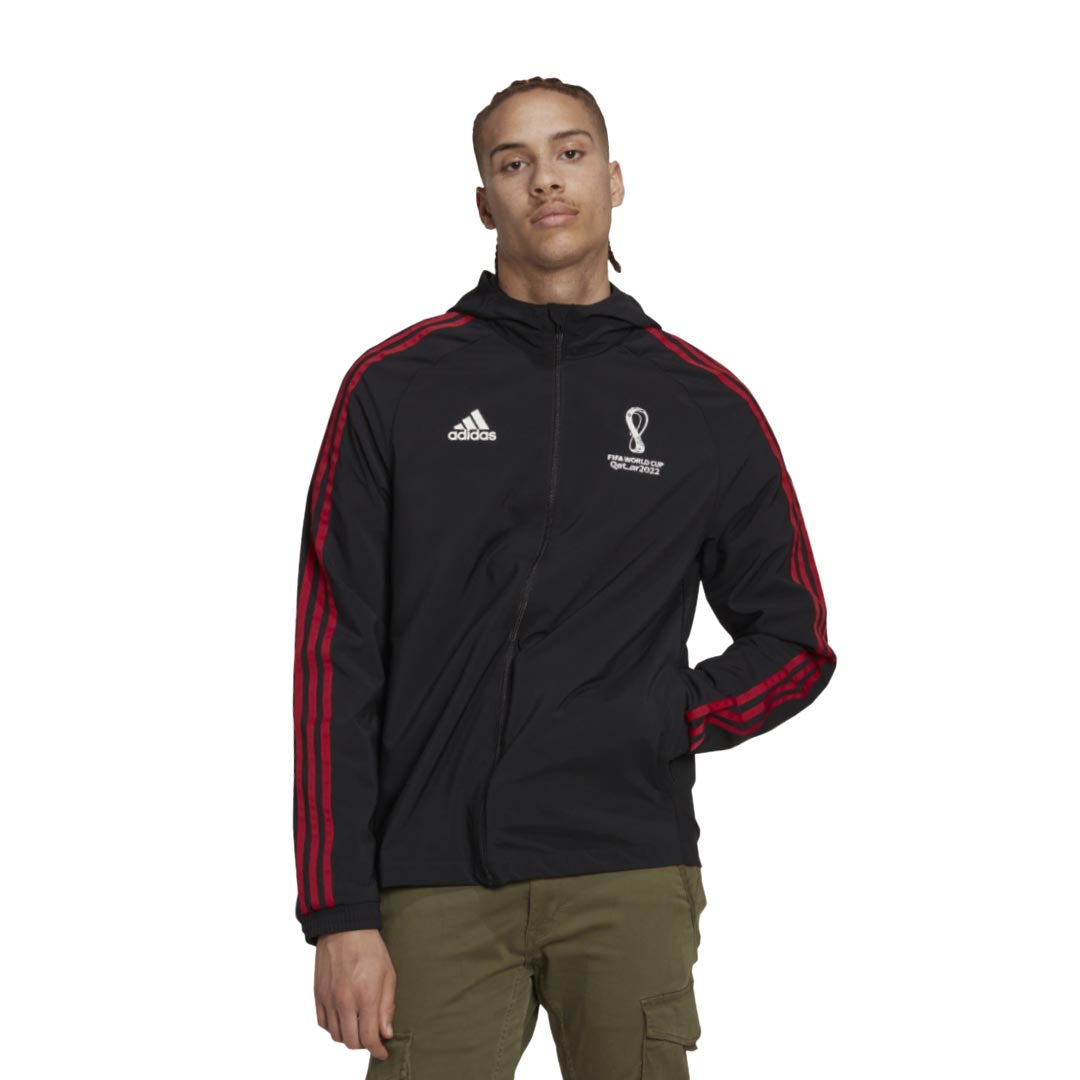 Adidas Men's FIFA World Cup 2022 Official Emblem Jacket HC3450 - Lightweight Soccer Jacket for Fans, Training & Outdoor Sports
