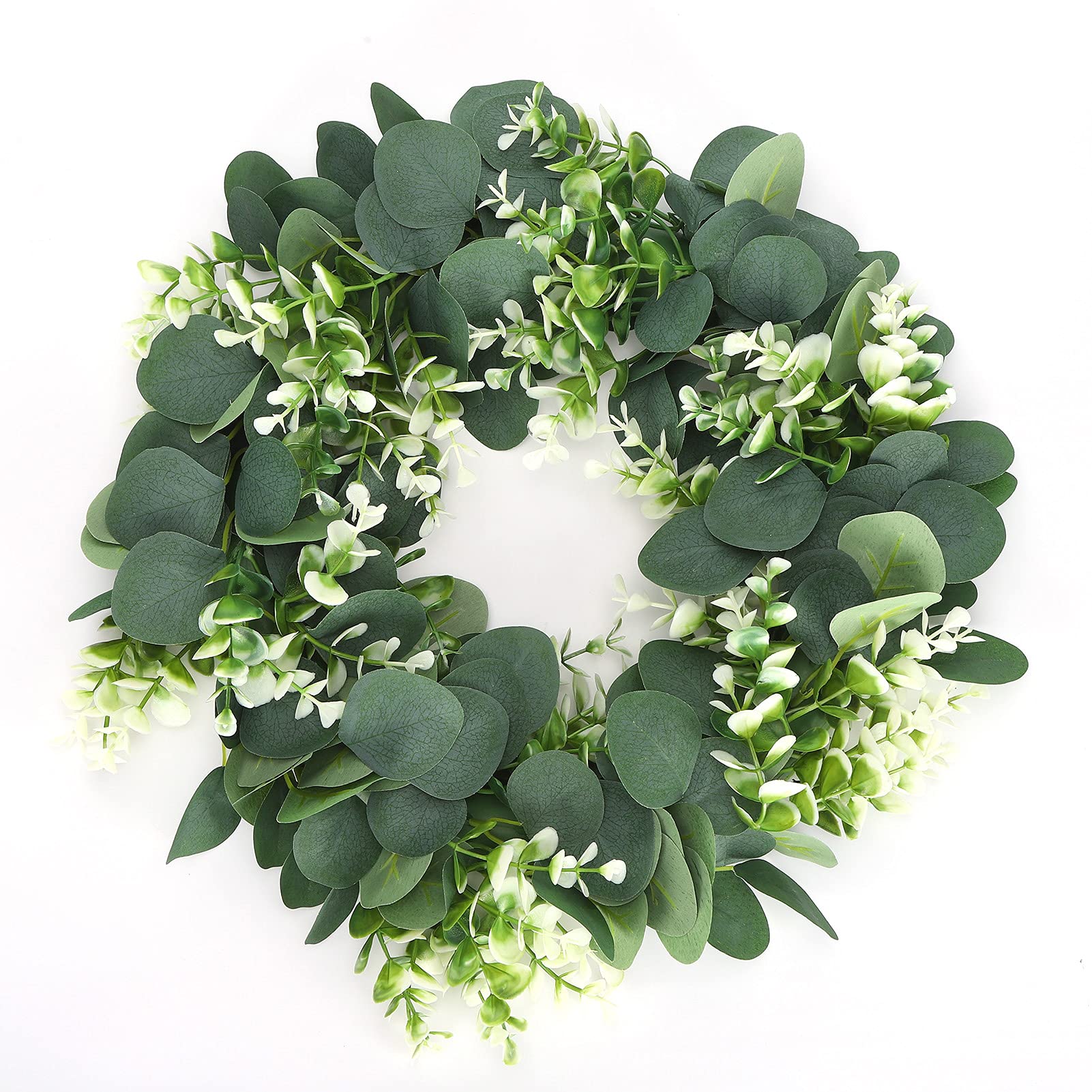Belupai Artificial Eucalyptus Wreath - 24 Inch Green Leaf Wreath for Spring Summer Decor | Farmhouse, Window, Porch, Patio & Garden Decoration | Perfect Housewarming Gift for Home & Wedding Decor