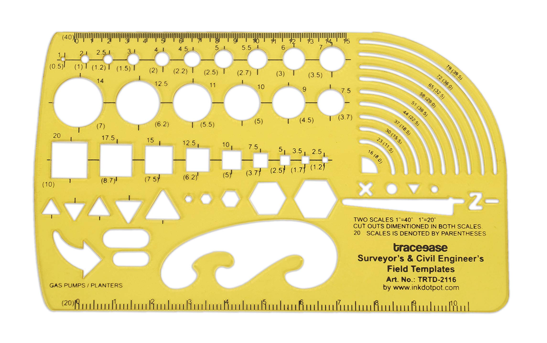 TraceEase Professional Geometric Drafting Template for Surveyors & Civil Engineers - Precision Measuring Ruler & Design Stencil for Field Work, Blueprint Drawing, and Technical Sketching