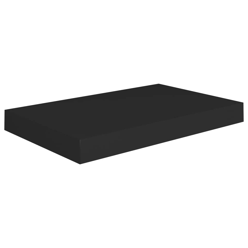 Modern Floating Wall Shelves Set of 4 - Black MDF Decorative Ledges 15.7