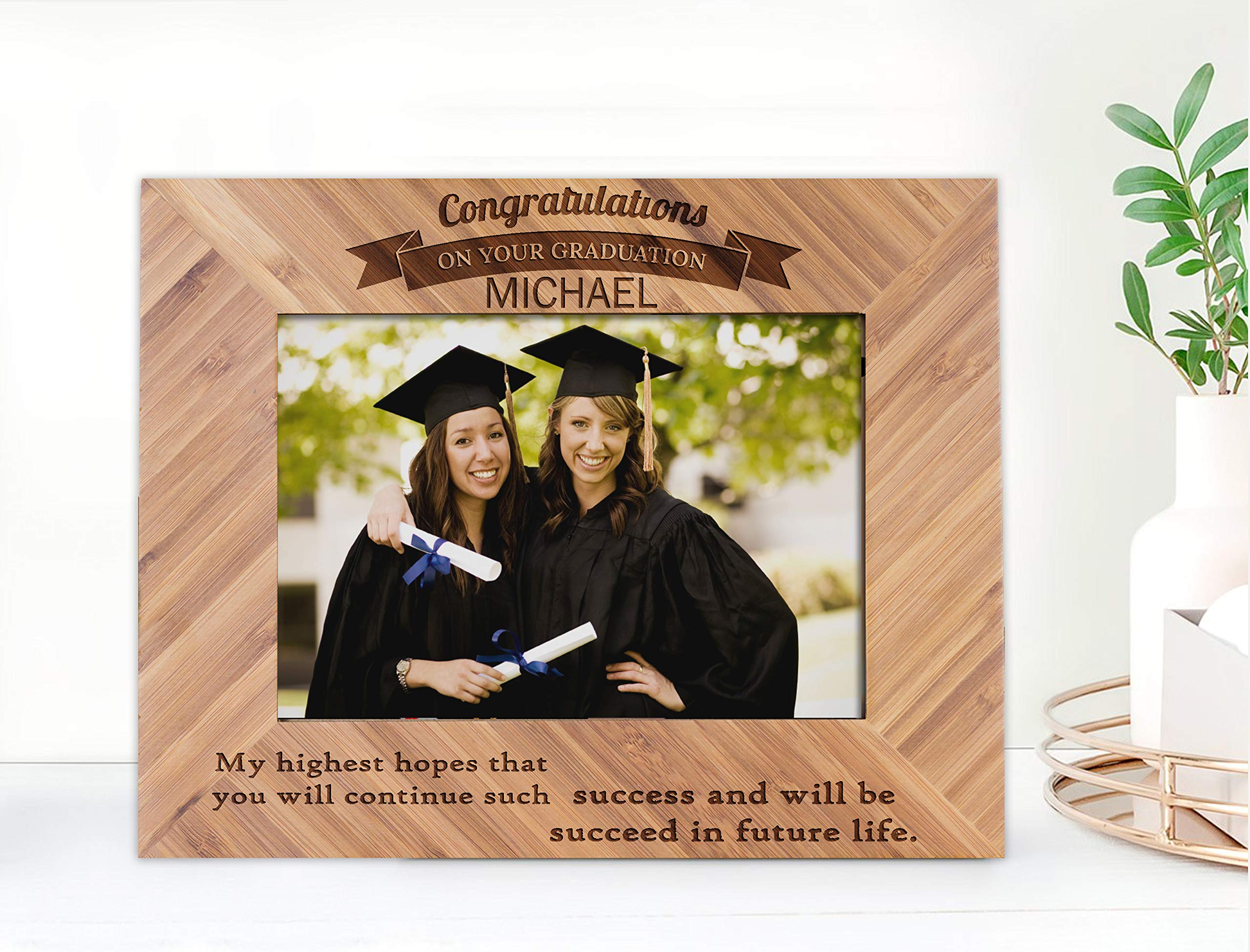 Personalized Leather Picture Frame - 8x10 Graduation Gift for Class of 2019 | Elegant Leather Photo Frame for Wall Display, Office Decor & Anniversary Presents