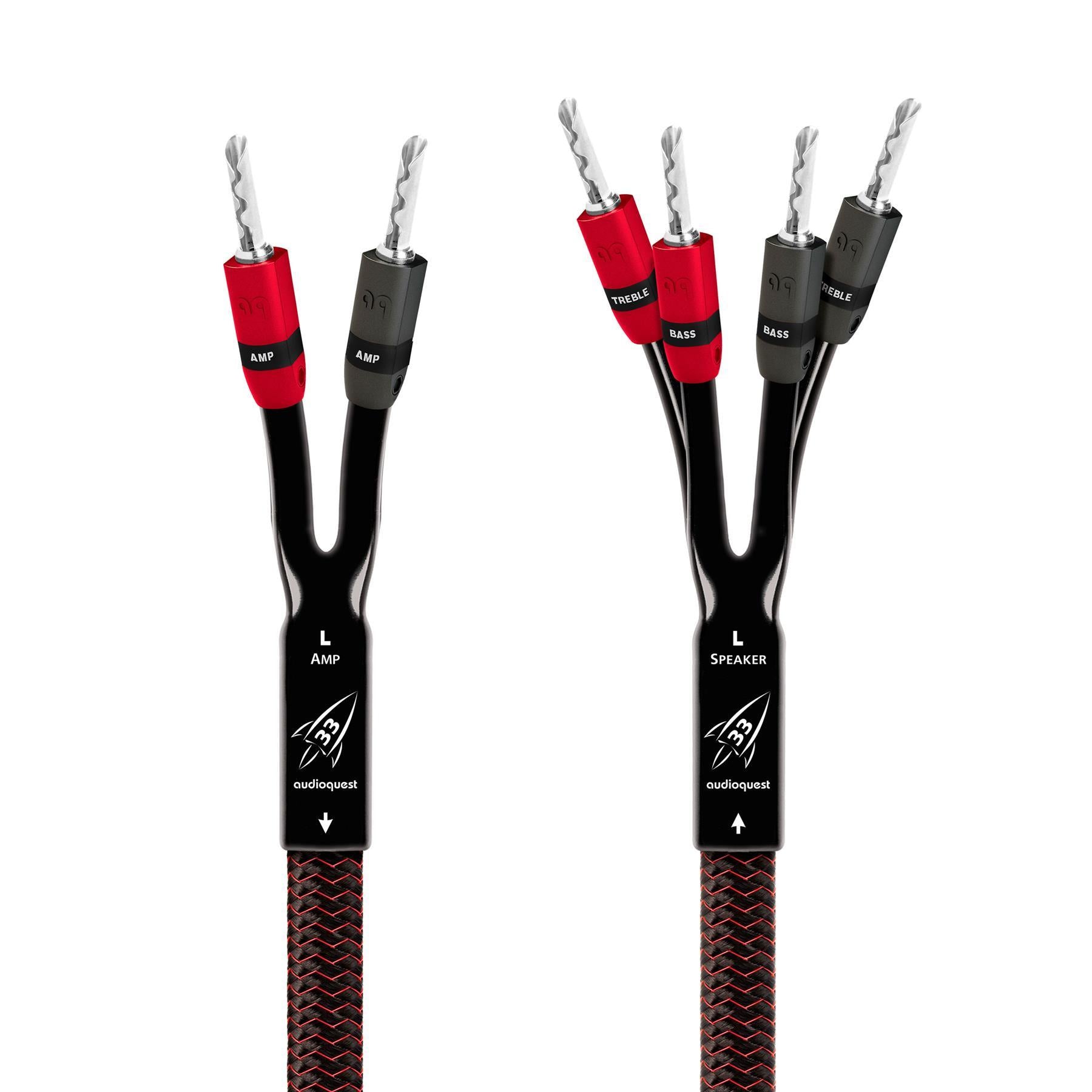 AudioQuest Rocket 33 High-Performance Speaker Cables - Premium Oxygen-Free Copper for Crystal Clear Audio - Perfect for Home Theater & Hi-Fi Sound Systems