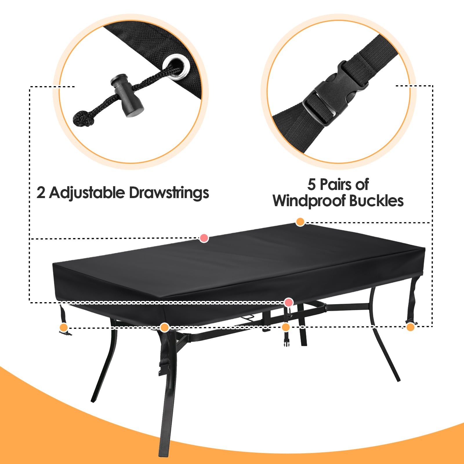 Waterproof Outdoor Dining Table Cover 60x35 Inches - UV Resistant Patio Furniture Protector for Round or Rectangle Tables - Perfect for Backyard, Deck, and Garden Use