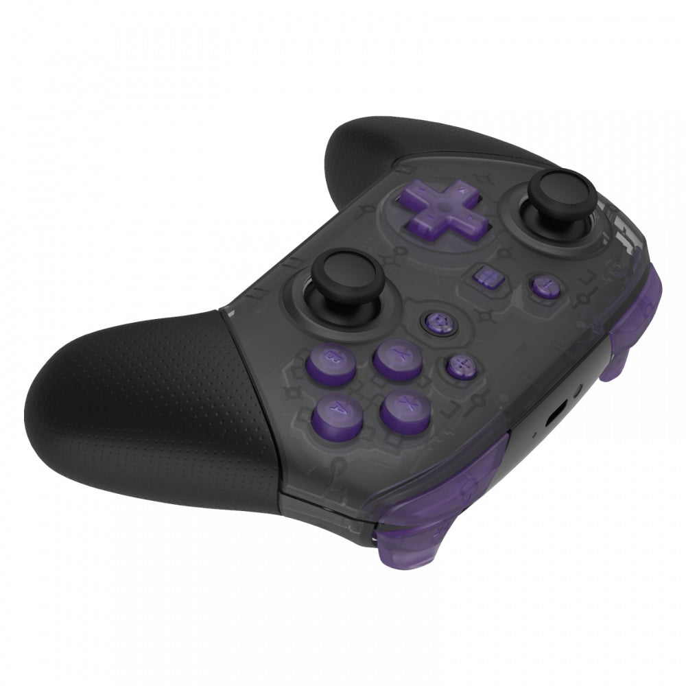 eXtremeRate DIY Replacement Full Set Buttons for Nintendo Switch Pro Controller - Clear Atomic Purple | Custom Gaming Controller Parts | Perfect for Switch Pro Controller Repair & Modding