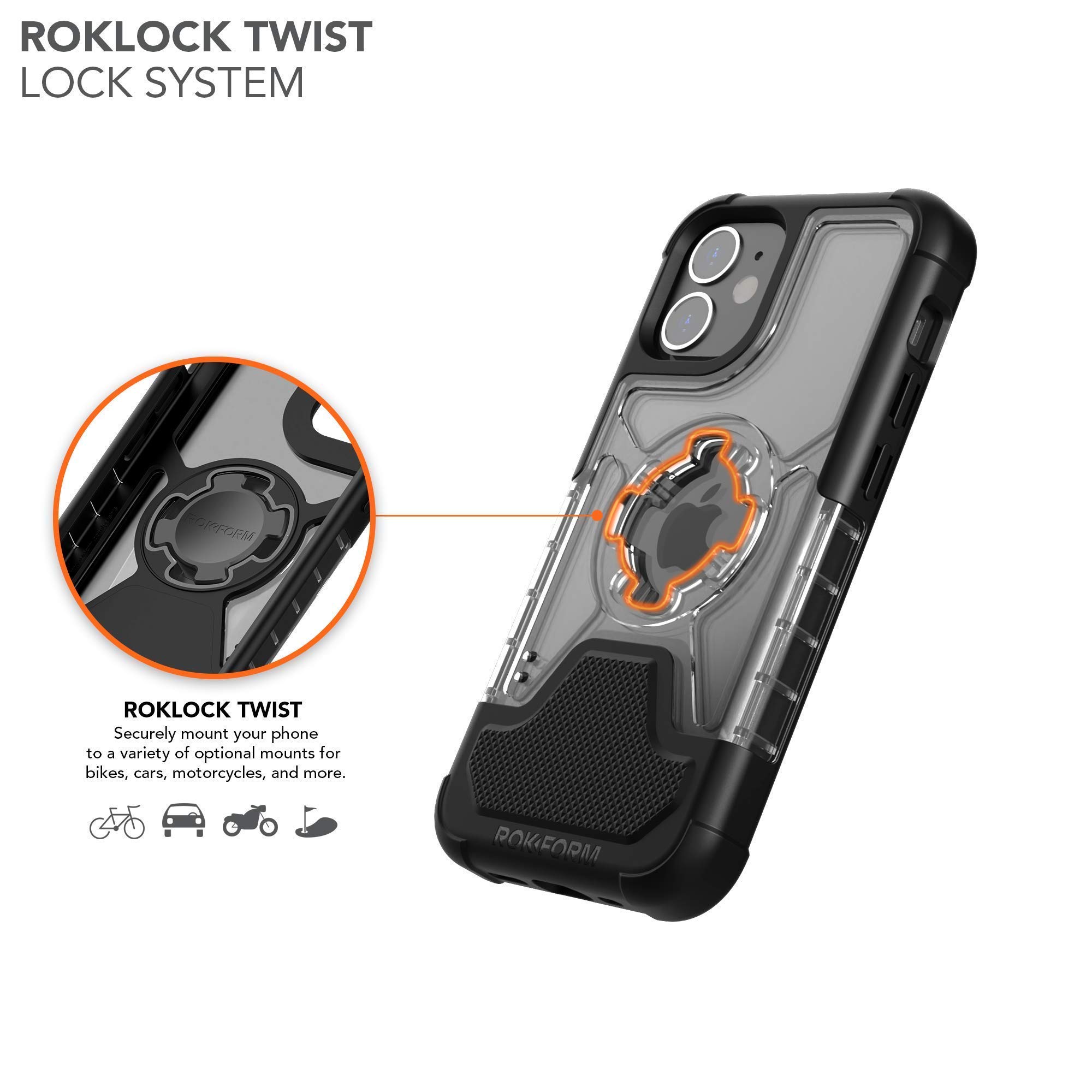Rokform Crystal Series Slim Magnetic Clear Case for iPhone 12 Mini | RokLock Twist Lock, Dual Magnet, Drop Tested Armor | Perfect for Everyday Use, Outdoor Adventures, and Secure Handling