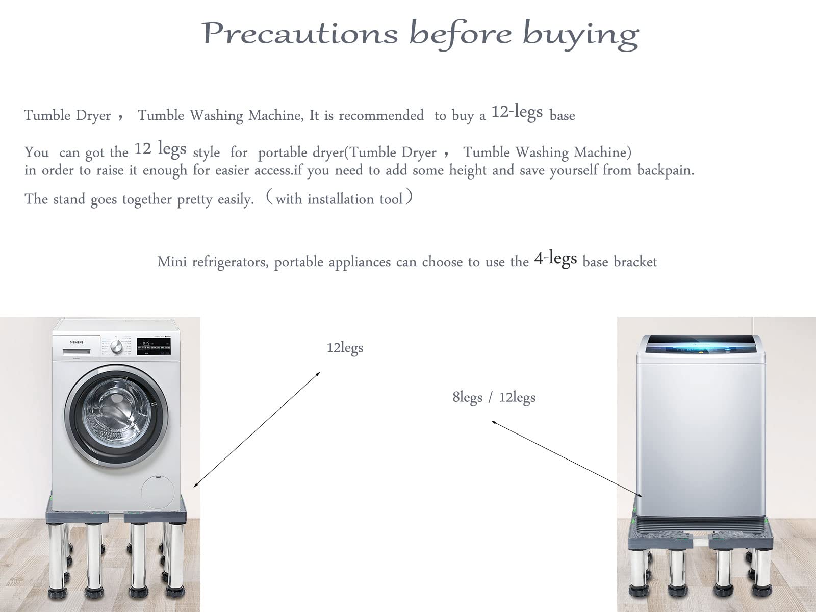 Multi-Functional Adjustable Washing Machine & Dryer Stand - Anti-Vibration Base with 17.7