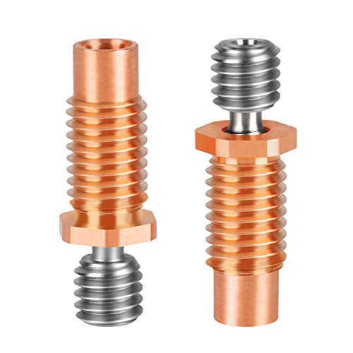 UniTak3D V6 Hotend Heatbreak All Metal Threaded Upgrade - Titanium Alloy & Copper Bimetal Throat Nozzle for V6 Hotend 3D Printers (2PCS) - Perfect for High-Temperature Printing, DIY 3D Printer Upgrades & Professional Use