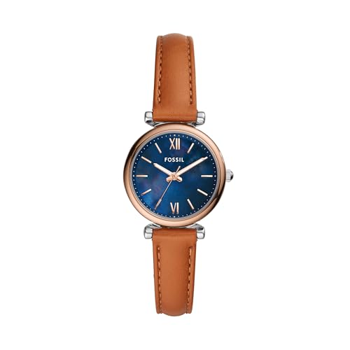 Brown Leather/Rose Gold/Blue