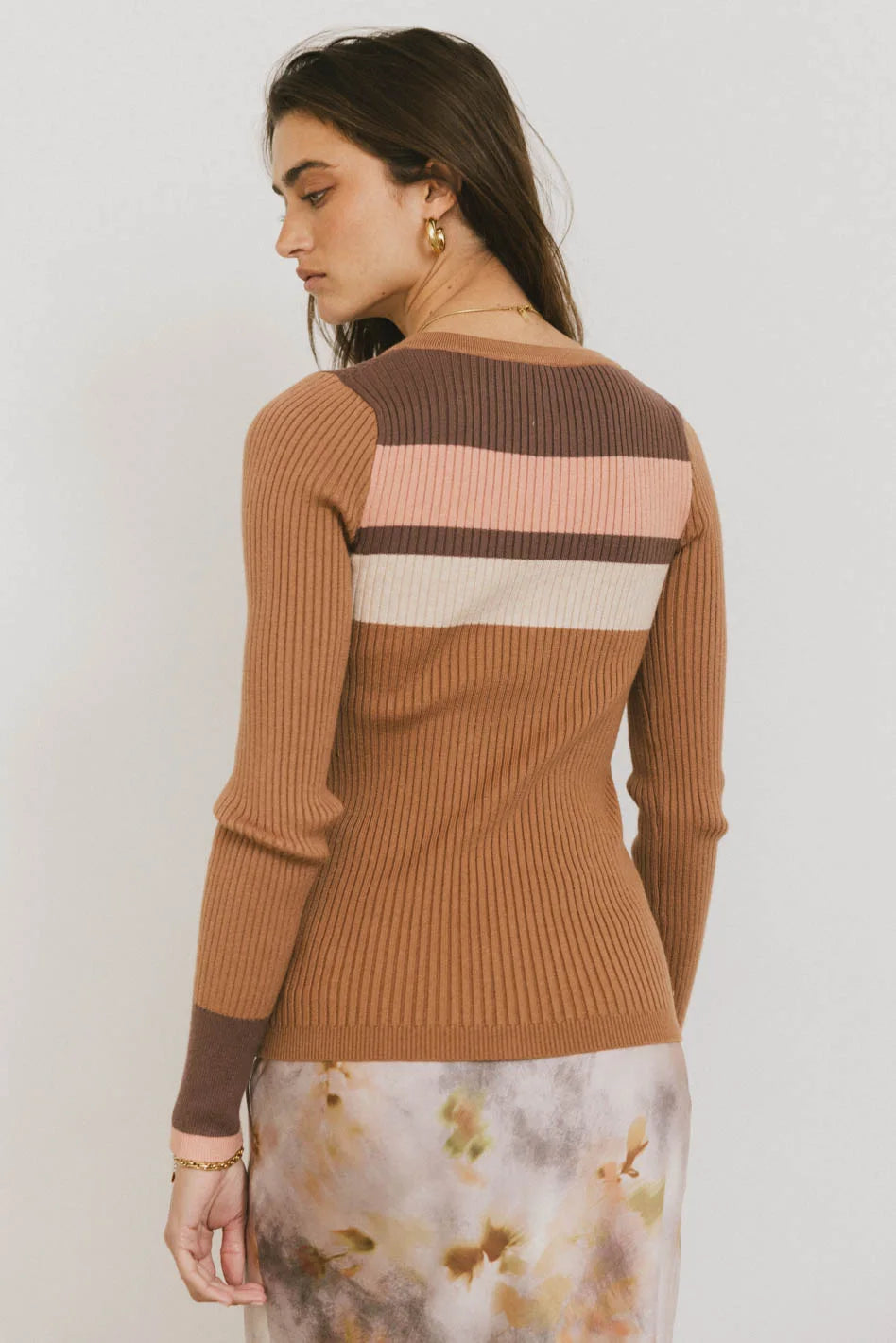 Grethena Ribbed Knit Top in Camel - Women's Casual Long Sleeve Shirt for Fall & Winter | Perfect for Office, Dating & Weekend Outfits