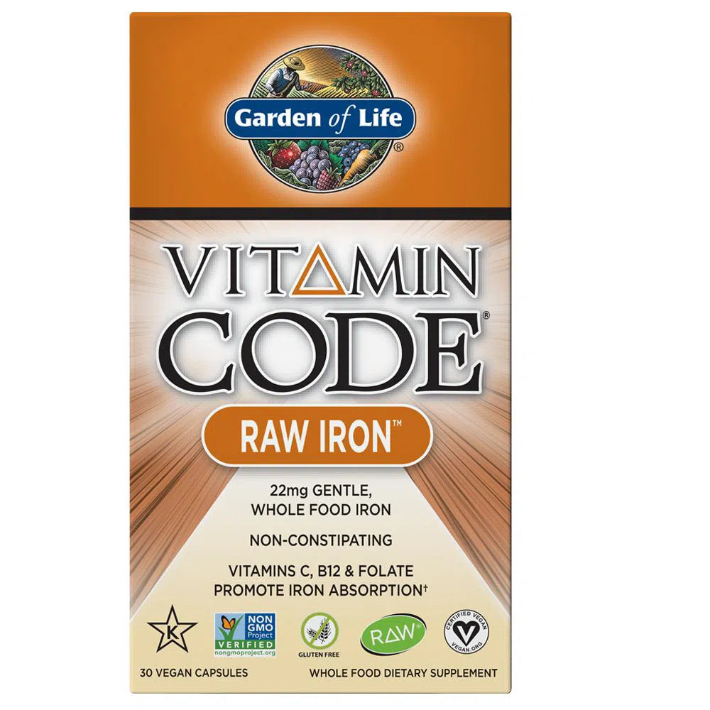 Garden of Life Vitamin Code Raw Iron Supplement - 60 Vegan Capsules for Energy & Immunity Support - Perfect for Active Lifestyles & Vegetarian Diets