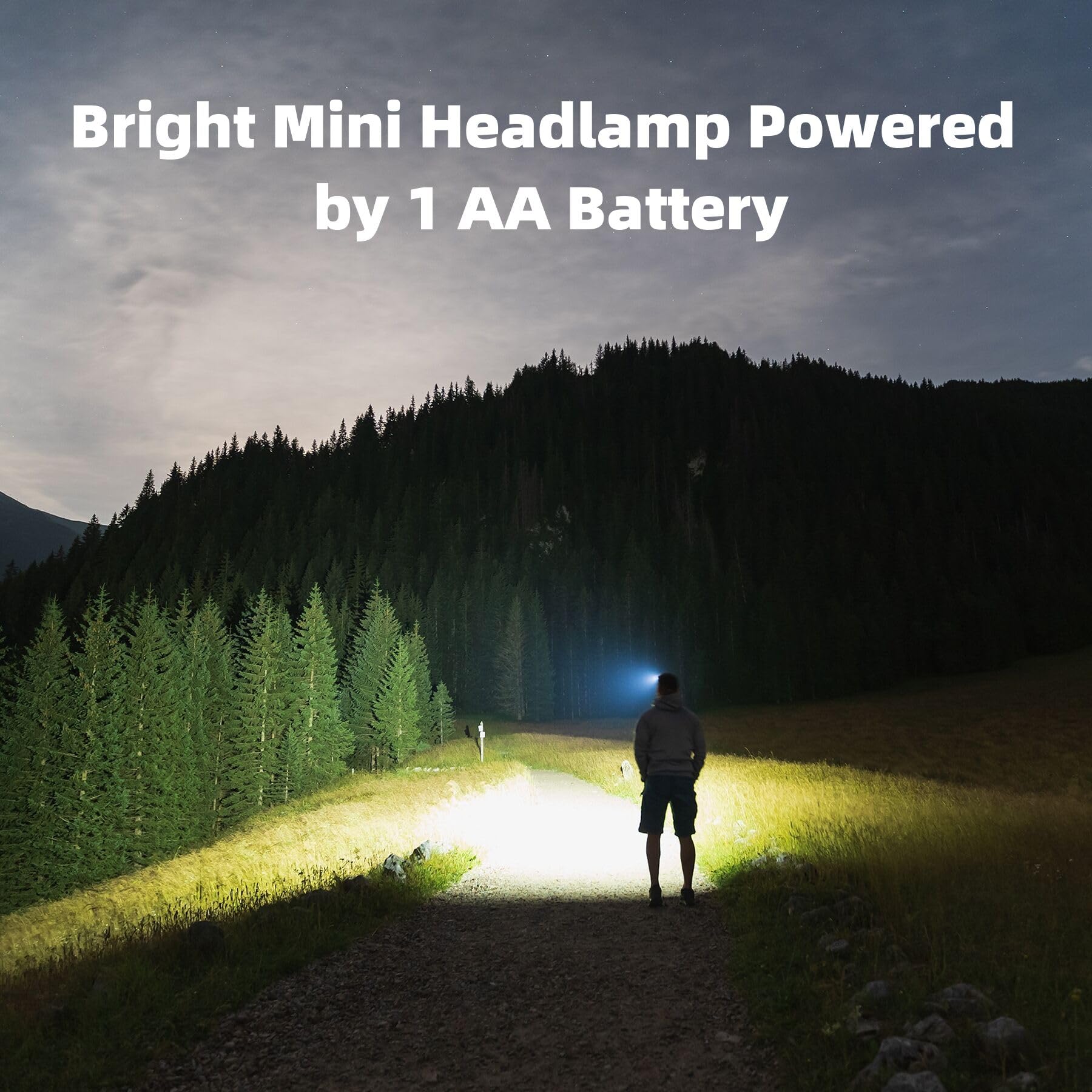 COSOOS Mini LED Headlamp Flashlight - Ultra Lightweight 1.6oz Waterproof Headlamp for Running, Camping, Hiking & Reading - Hands-Free Bright Headlight for Adults & Kids (Includes Carrying Case, No AA Battery Needed) - Perfect for Night Jogging, Outdoor Adventures & Emergency Situations