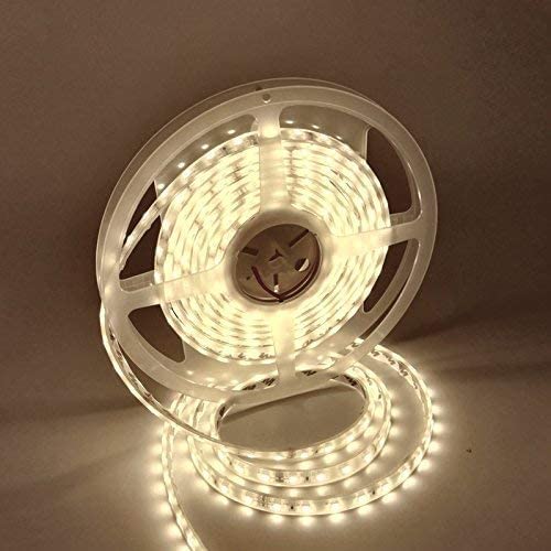 LEDMY Flexible LED Strip Lights 12V 24W SMD3528 600 LEDs Warm White 3000K 5M/16.4ft - Waterproof RGB Tape Light for Bedroom, Kitchen, Bar, Car, Garden & Outdoor Decoration (LD-FLW-3528WW-120S-12V)