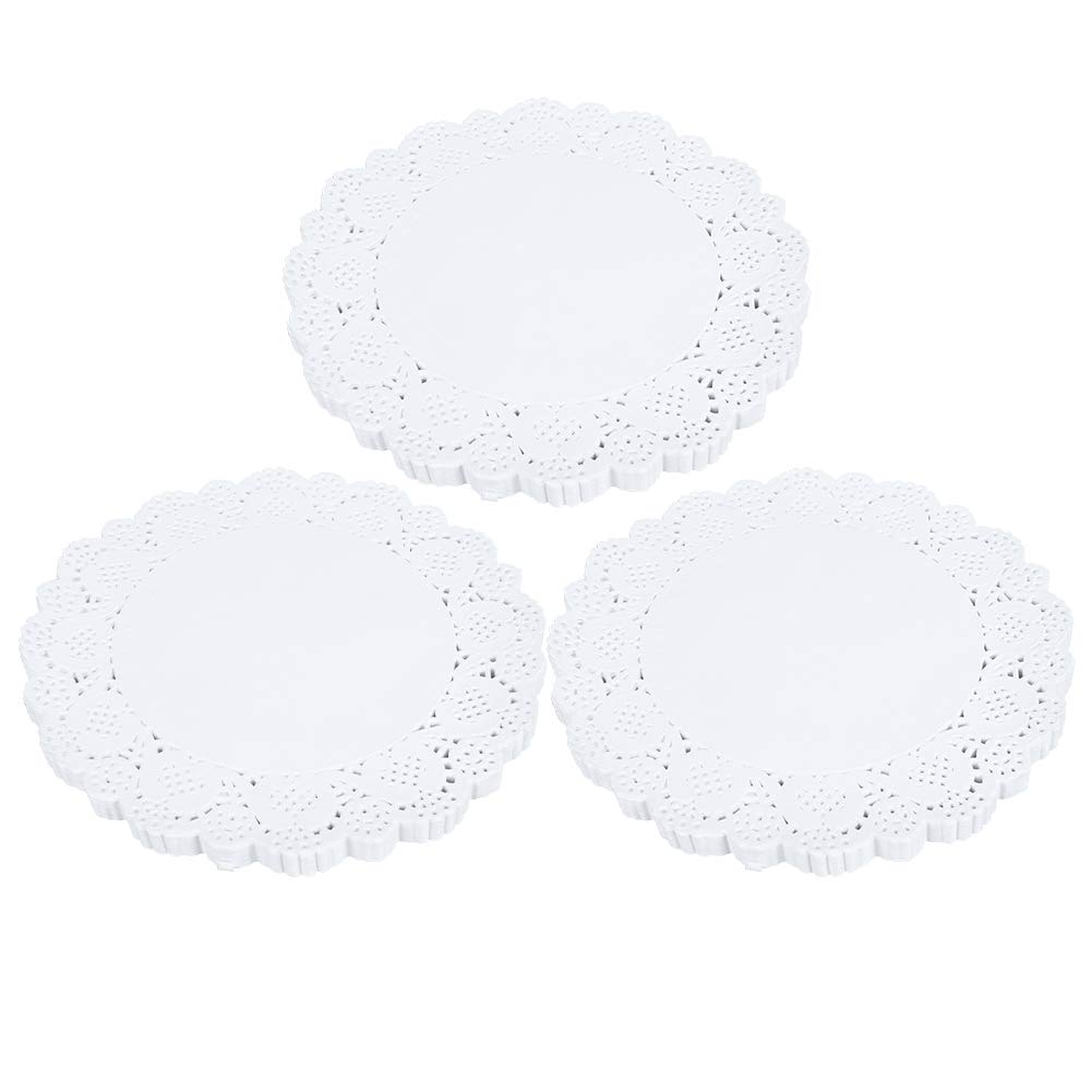 420PCS Lace Doilies - Round Decorative Paper Placemats for Cake, Dessert & Table Decor - Elegant Hollow-Out Design for Party, Wedding & Tea Time Settings