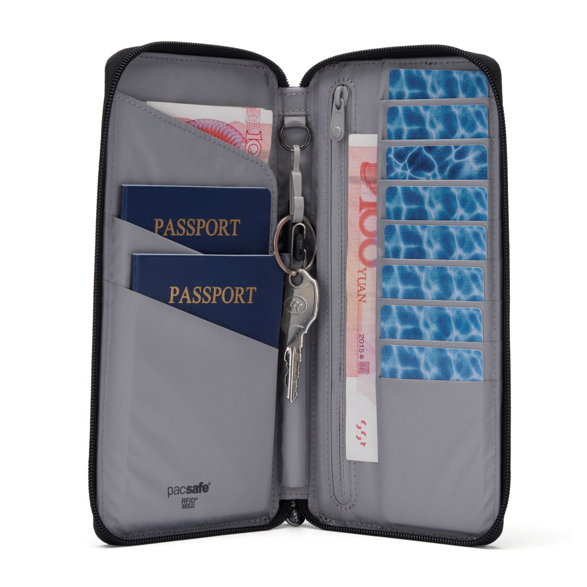 Pacsafe RFID-Blocking Travel Wallet - Secure Passport Holder & Credit Card Protector for International Trips & Everyday Use