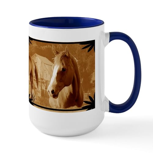 White/Navy Inside - Horse Large Mug