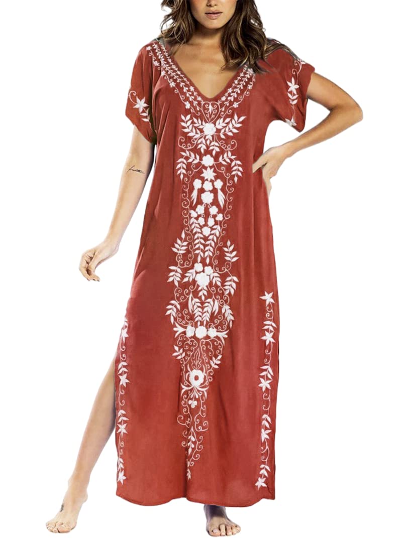Bohemian Swimsuit Cover Up Dress for Women - Flowy Beach T-Shirt Dress | Summer Swimwear Cover Up | Perfect for Beach, Pool, Vacation & Resort Wear
