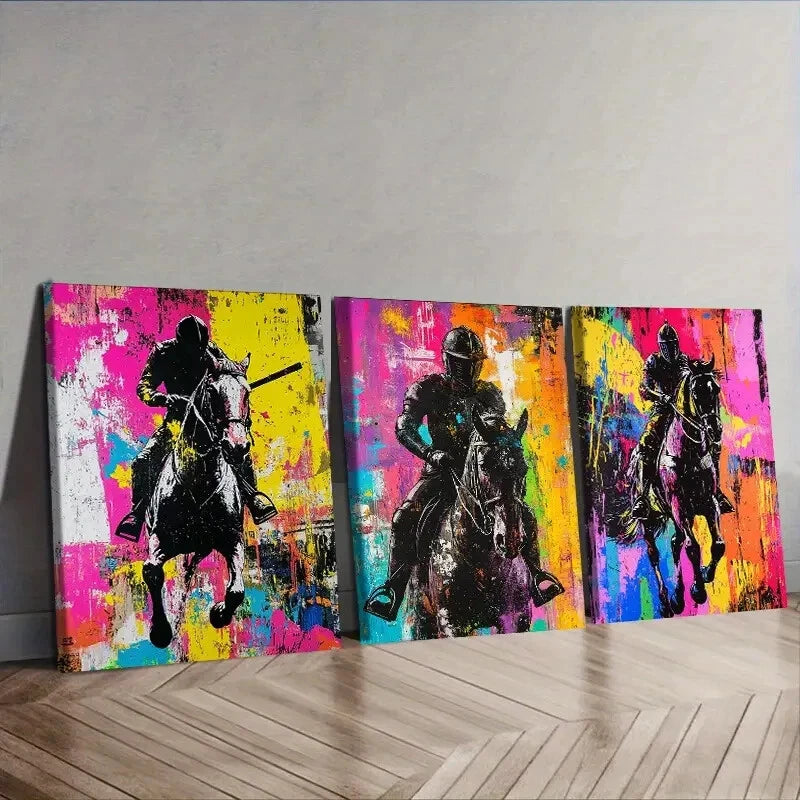3-Piece Knight on Horseback Wall Art Set - Framed Canvas 40x60cm - High Quality Print - 100% Australian Made - Ready to Hang - Perfect for Living Room, Bedroom or Office Decor