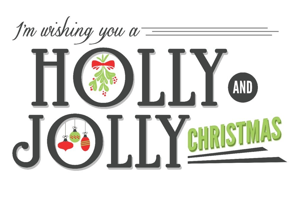 12x18 Christmas Wall Art Poster - Have a Holly Jolly Holiday Decor for Living Room, Bedroom & Office (White Background)