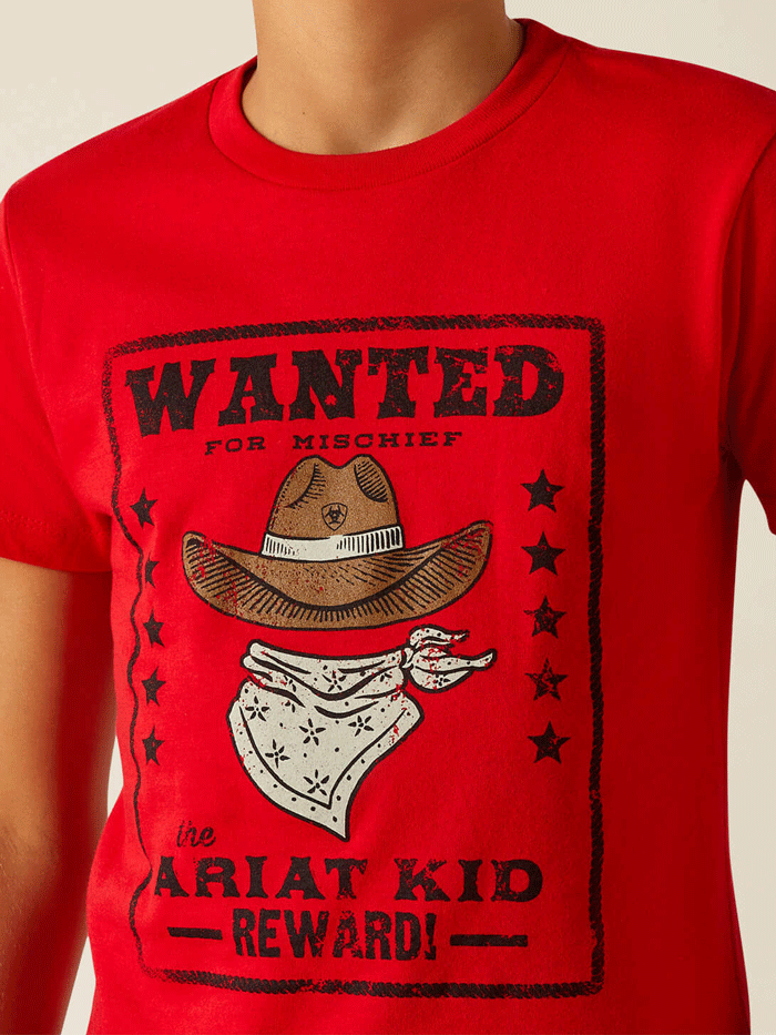 Ariat 10051429 Kids Wanted For Mischief Red T-Shirt - Comfortable Cotton Tee for Playful Adventures & Everyday Wear