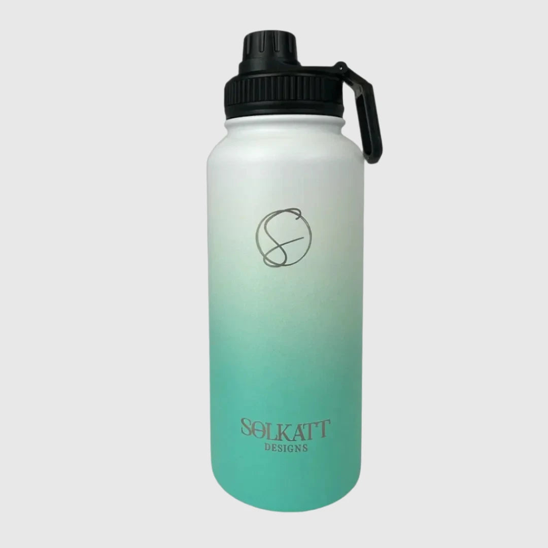 Premium Ocean Aqua Insulated Stainless Steel Water Bottle - 32oz (950ml) - Leak Proof, BPA Free - Perfect for Gym, Hiking, Travel & Outdoor Activities