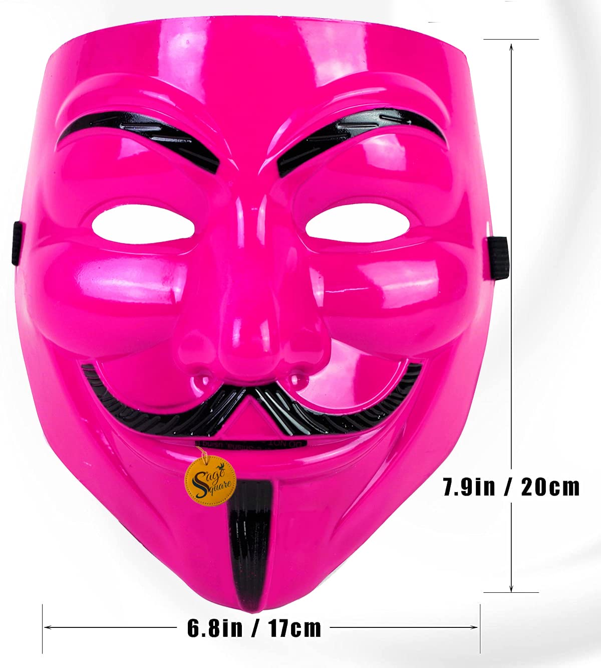 V for Vendetta Anonymous VIP Edition Face Mask - Sage Square Black, Pink & Red Set of 3 | Perfect Fit Cosplay Mask for Halloween, Protests & Movie Costumes | Fawkes Guy Fawkes Mask for Adults