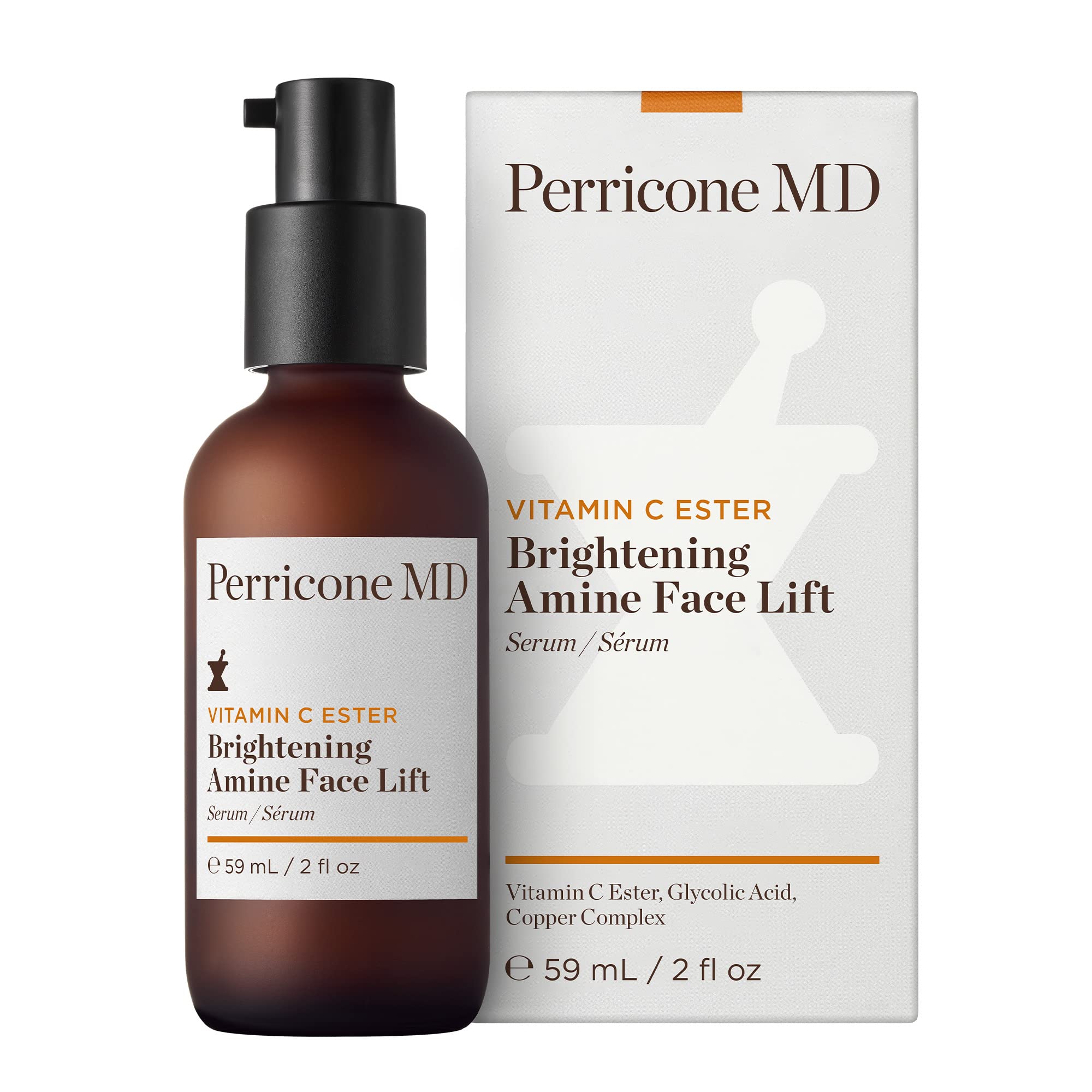 Perricone MD Vitamin C Ester Brightening Amine Face Lift Serum - 2 Fl Oz (Pack of 1) for Glowing Skin & Anti-Aging - Perfect for Daily Skincare Routine & Nighttime Treatment