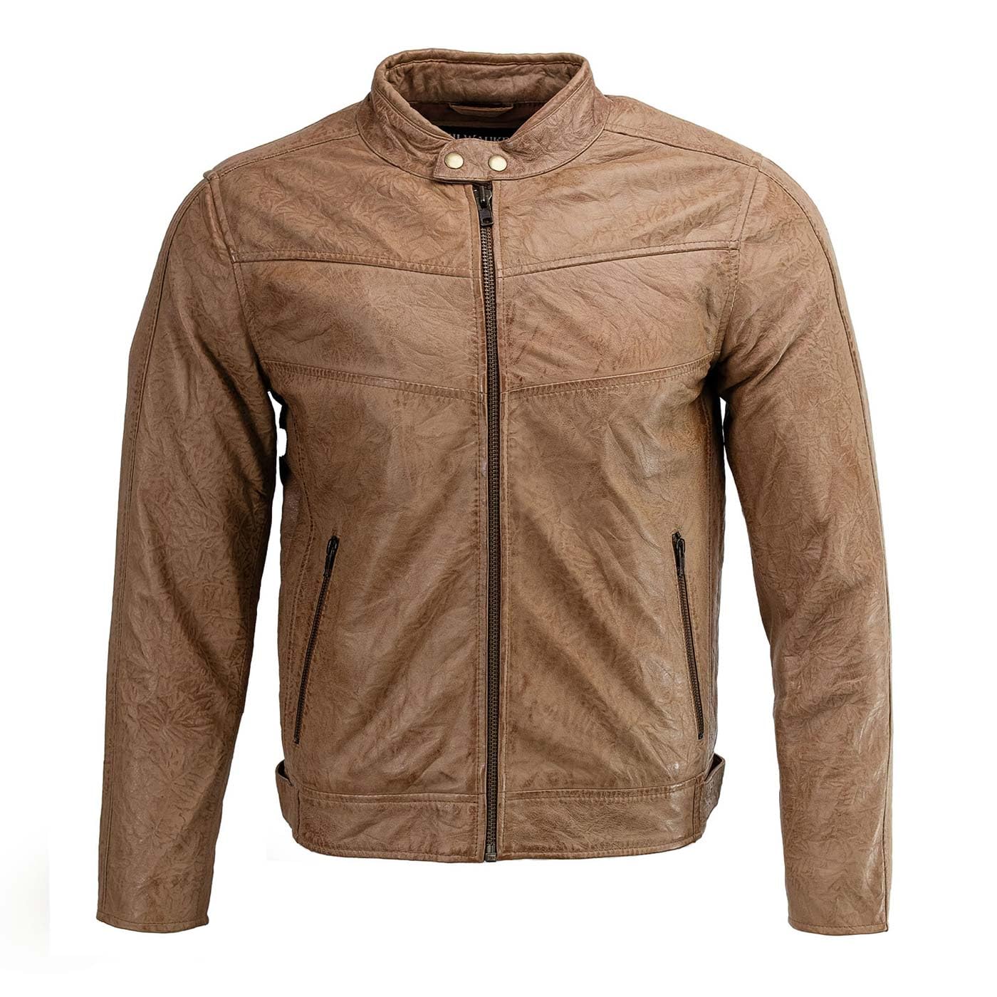 Milwaukee Leather Men's Black Cafe Racer Motorcycle Jacket - Genuine Leather Biker Jacket with Snap Button Collar SFM1835 | Perfect for Riding, Casual Wear & Urban Fashion