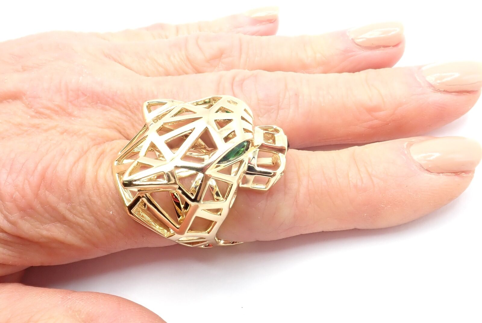 Authentic Cartier Panthere 18k Yellow Gold Tsavorite Onyx Ring - Luxury Jewelry for Women, Perfect for Weddings, Parties & Special Occasions