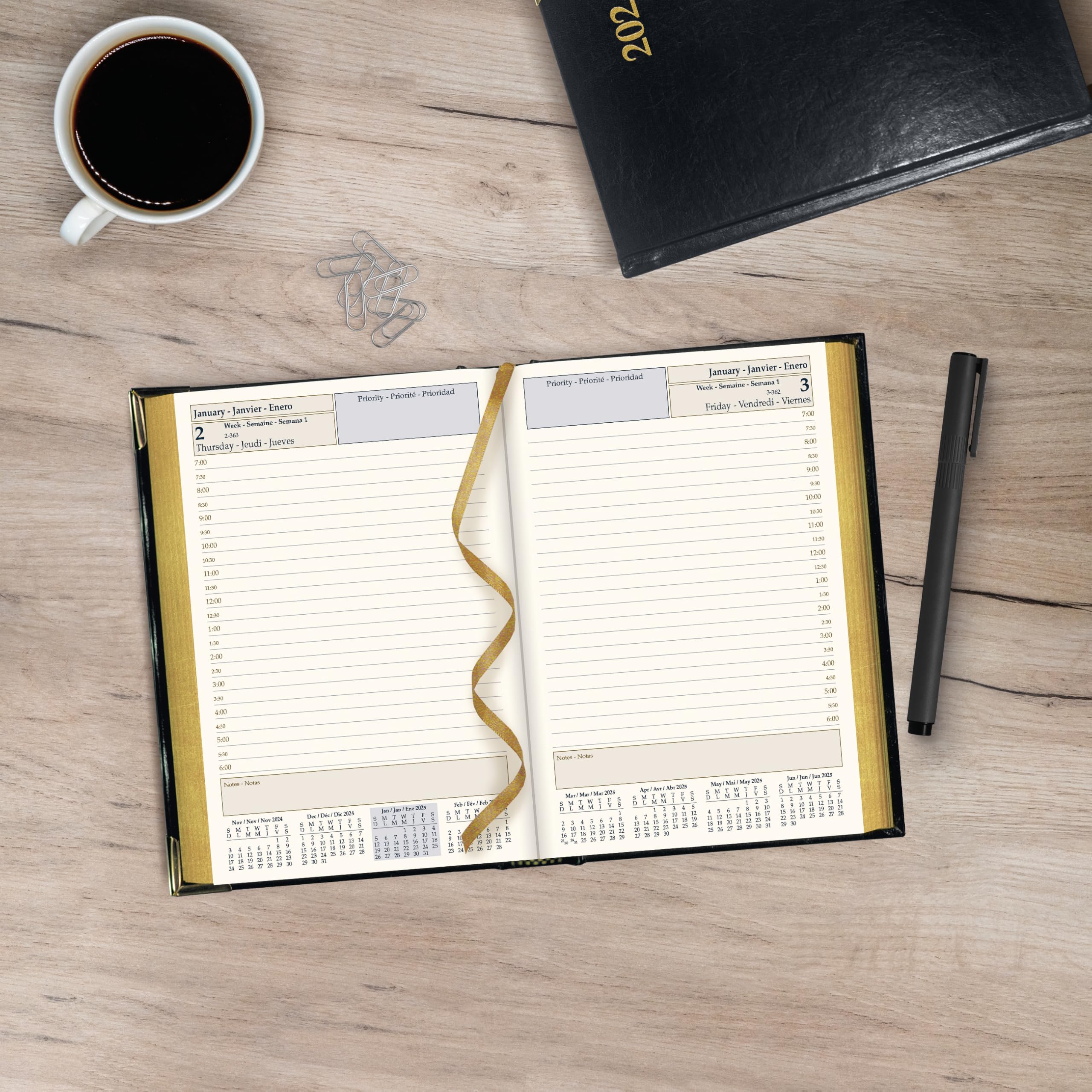 Brownline® 2025 Executive Daily Planner - 12 Month Appointment Book (January-December) with Sewn Binding, 7.125