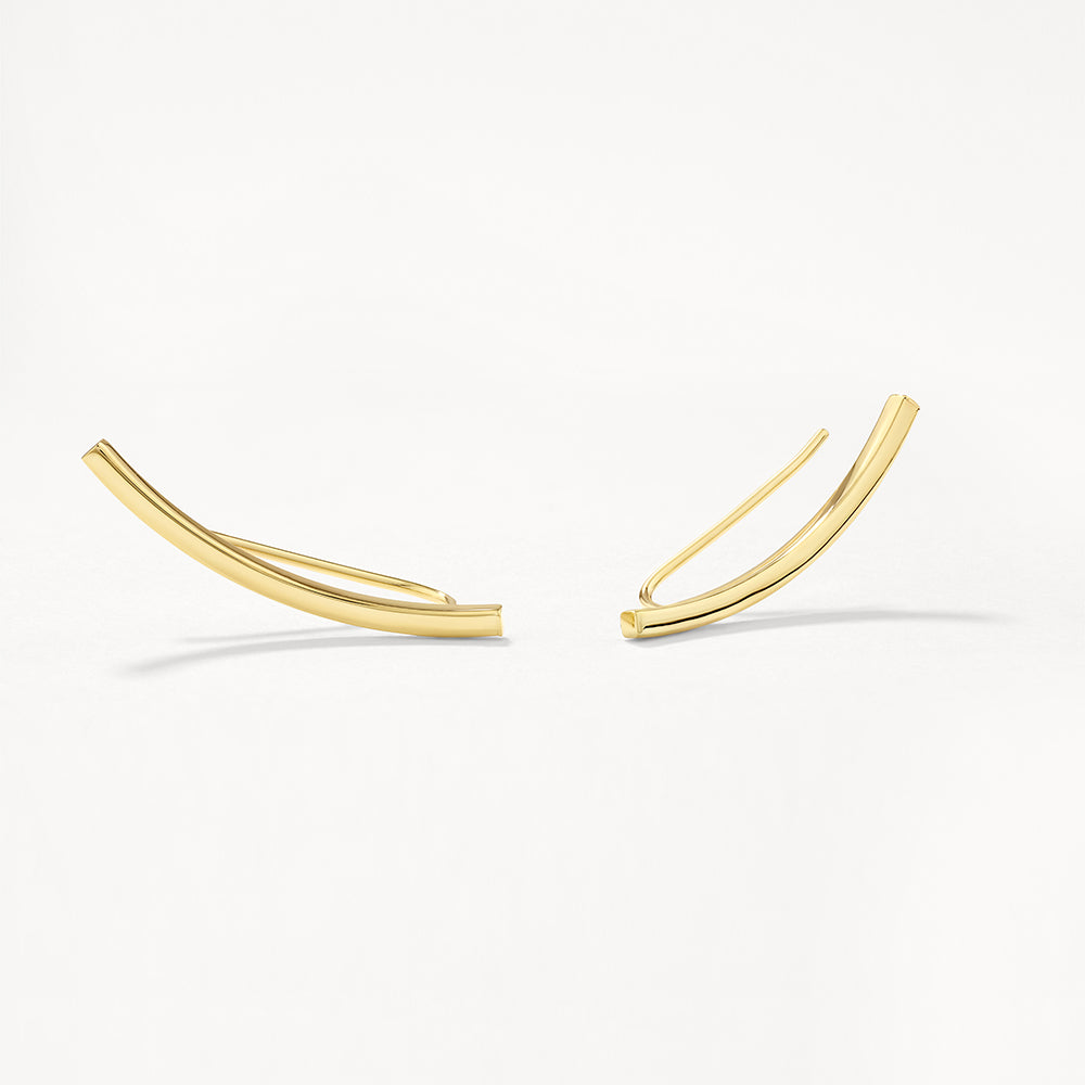 10k Gold Plain Curve Crawler Earrings - Elegant Hoop Earrings for Women, Perfect for Everyday Wear, Parties, and Special Occasions