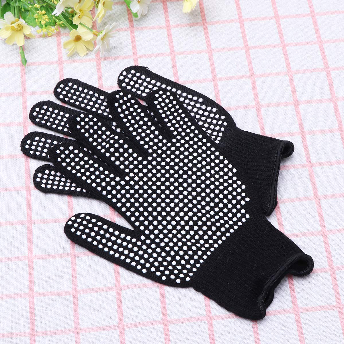 Beaupretty Heat-Resistant Oven Gloves for Cooking & Hair Styling - Thermal Protection for Baking, Grilling & Curling Iron Use - Black