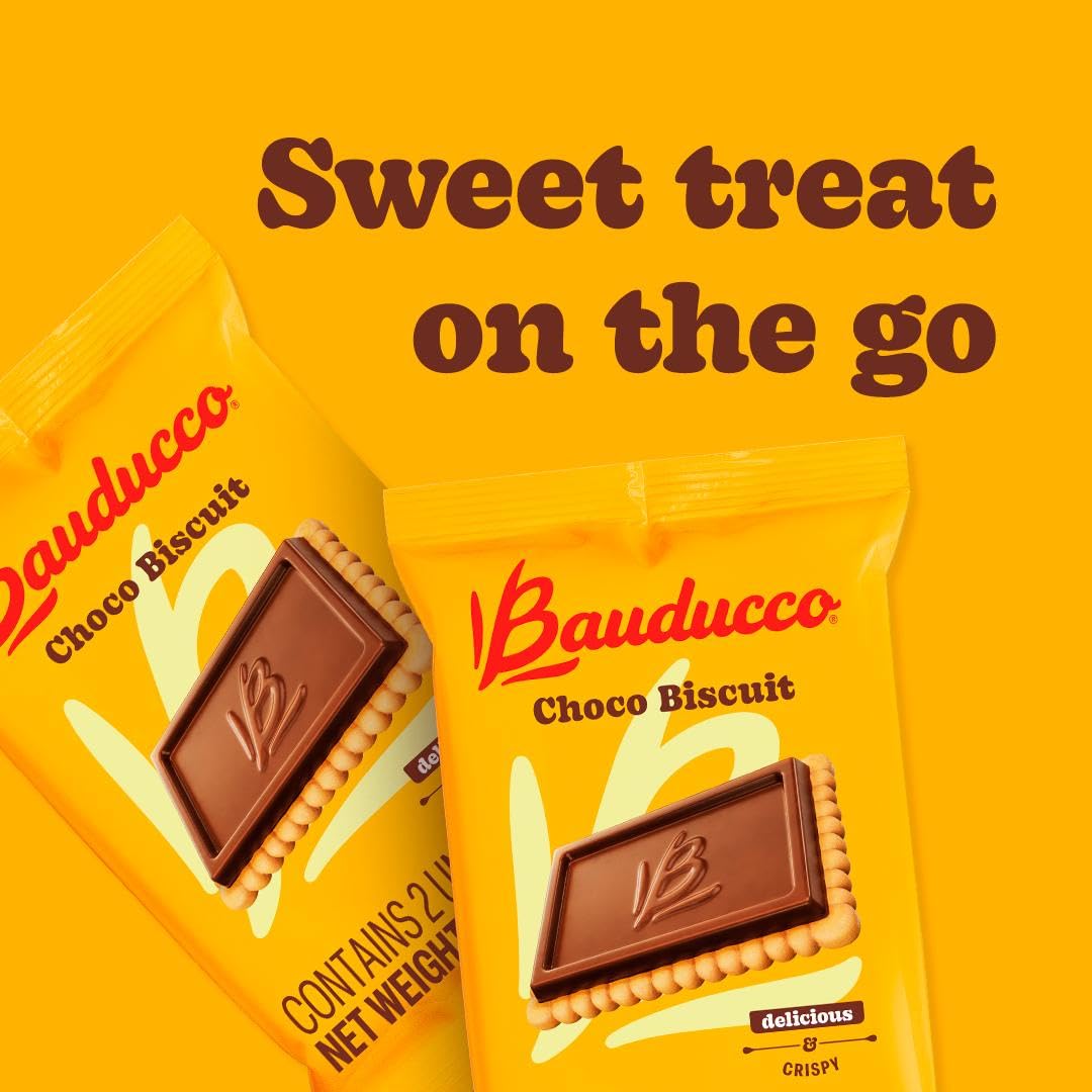 Bauducco Choco Biscuit Cookies 25.3oz (40 Pack) - Crispy Chocolate Snacks for Dessert & Lunch Boxes
