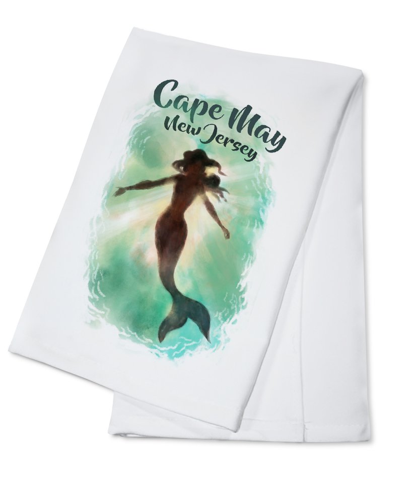**Premium 100% Cotton Cape May New Jersey Mermaid Tea Towel - Decorative Hand Towel for Kitchen, Bathroom & Home Decor - Perfect for Beach House, Coastal Theme & Gift Giving**
