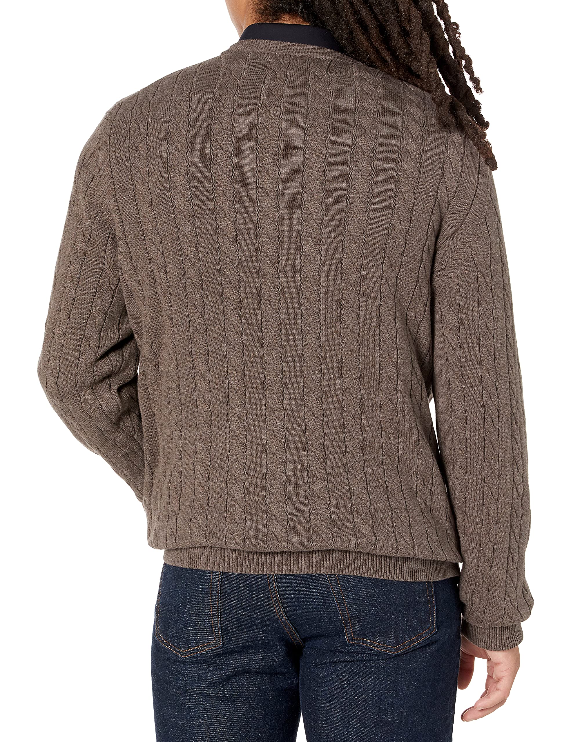 Amazon Essentials Men's Crewneck Cable Knit Cotton Sweater - Soft & Comfortable Winter Pullover for Casual Wear & Office Outfits