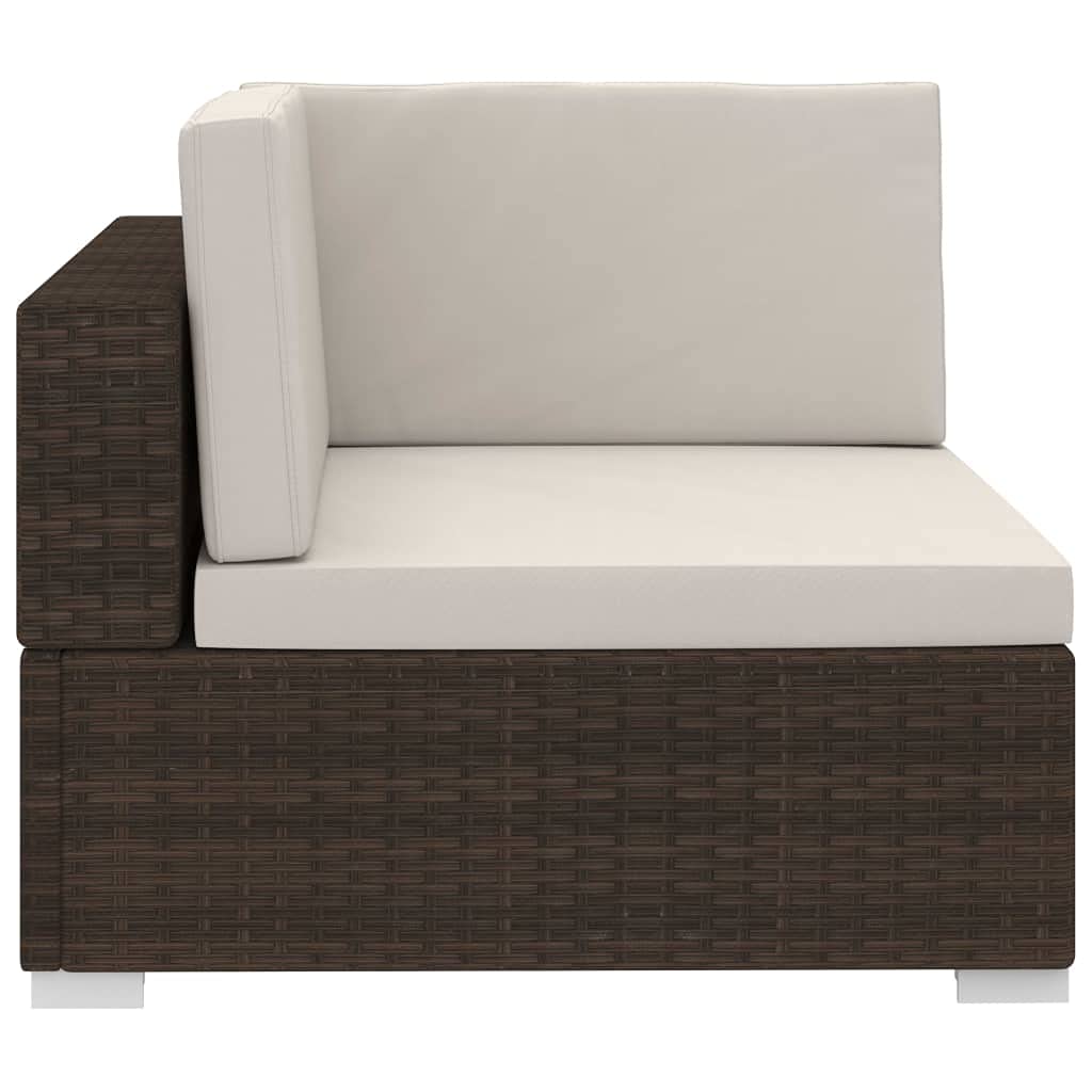 4-Piece Brown Poly Rattan Garden Sofa Set with Cushions - Outdoor Patio Sectional Lounge Furniture for Backyard, Poolside & Terrace Relaxation