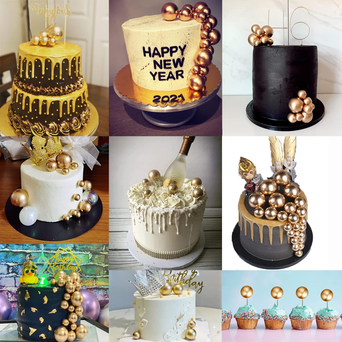 25 Pcs Pearl Foam Ball Cake Toppers - Ball Shaped Cake Insert Decorations for DIY Cupcakes, Birthday Parties, Christmas, Weddings, Anniversaries & Baby Showers | Perfect for Cake Decorating and Sweet Table Displays