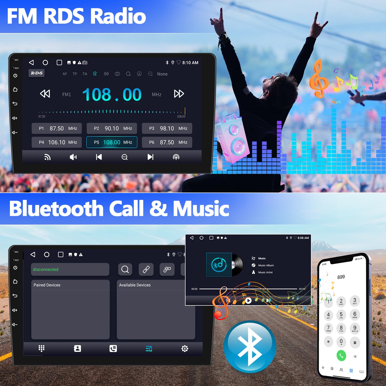 **10.1 Inch Android Car Stereo for Hyundai Tucson IX35 2010-2015 | 2GB RAM 32GB ROM | Wireless CarPlay & Android Auto | Bluetooth FM GPS Navigation | Backup Camera | Touch Screen | Perfect for Road Trips & Daily Commute**
