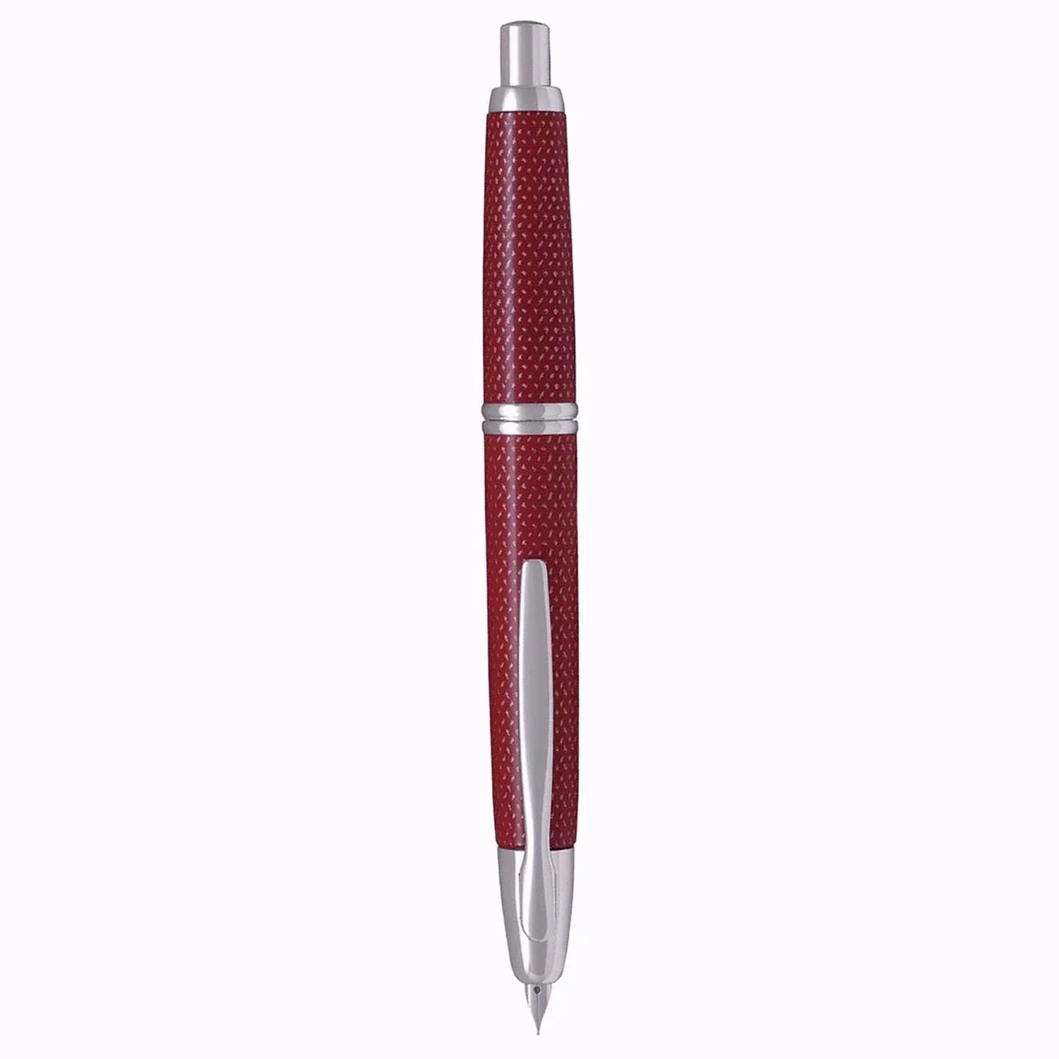 Pilot Capless Vanishing Point Fountain Pen - Carbonesque Splash Red/Rhodium 18K Gold Fine Nib - Premium Writing Instrument for Business Professionals & Calligraphy Enthusiasts