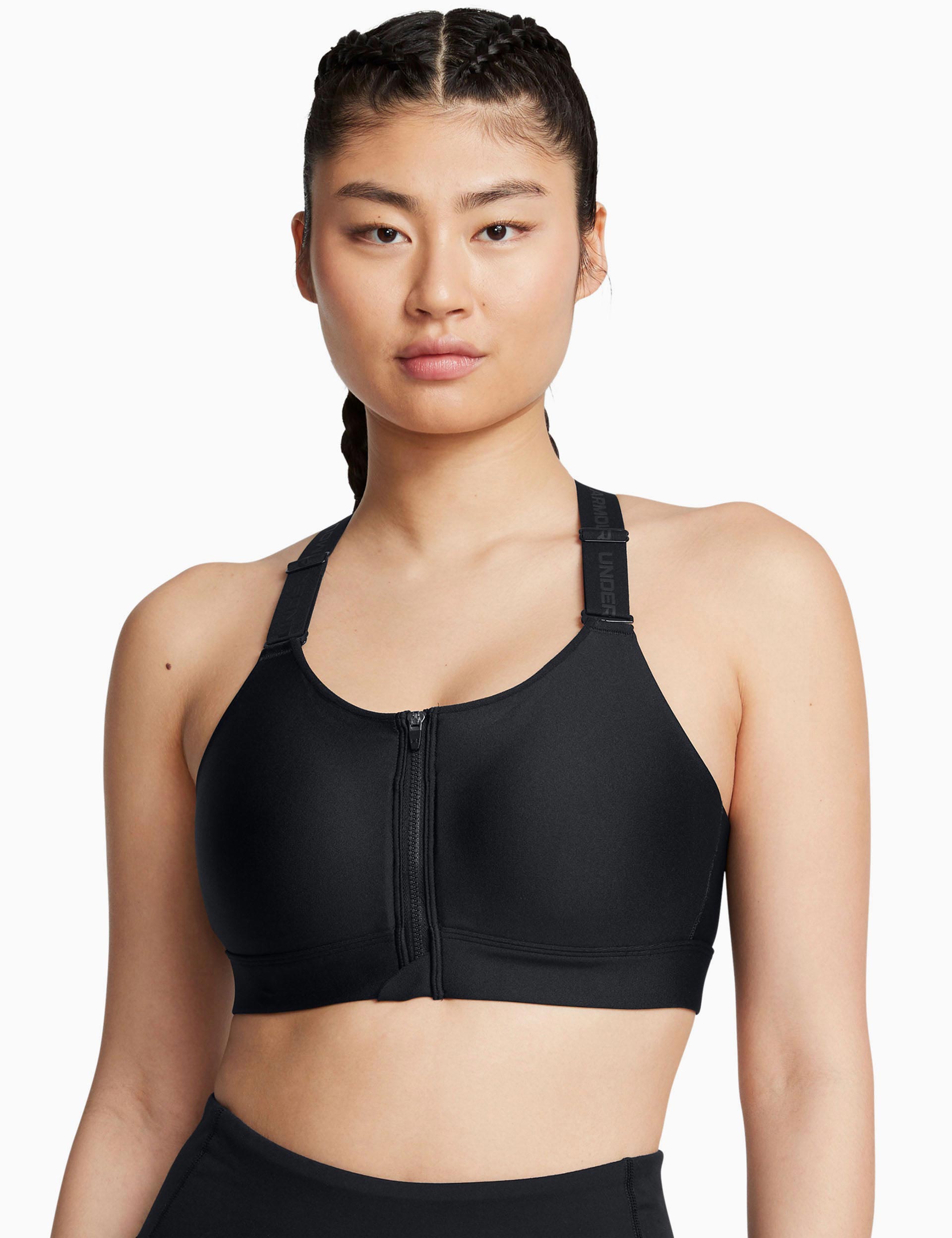 Infinity 2.0 High Support Zip Front Sports Bra for Women - Black | Workout, Running, Yoga & Gym Essentials