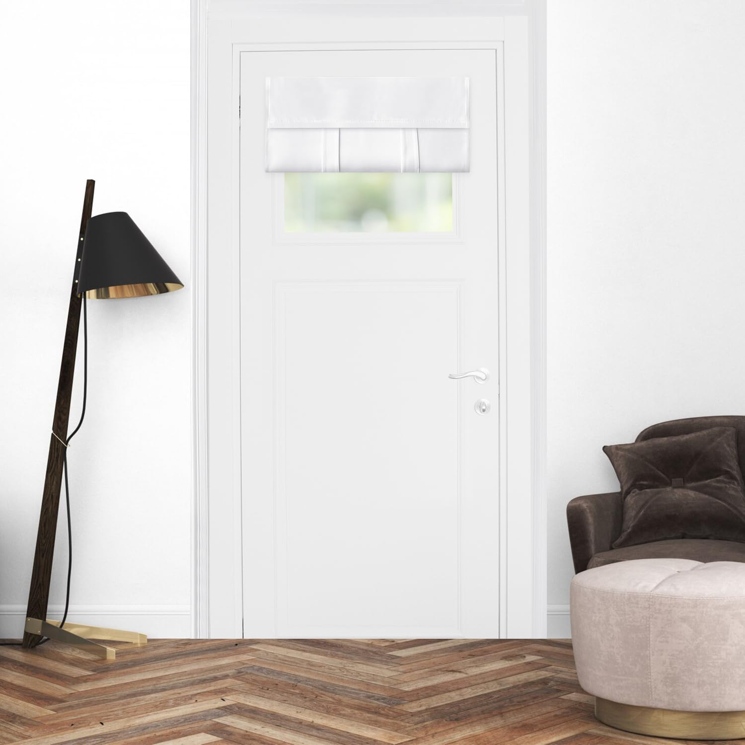 Blackout Curtains for Small Windows - 25W x 20L Inch Solid Bleach White French Door Panels | Room Darkening, Energy Saving & Decorative Window Treatments for Home, Office & Living Room | Perfect for Daytime Naps, Movie Nights & Light-Sensitive Workspaces