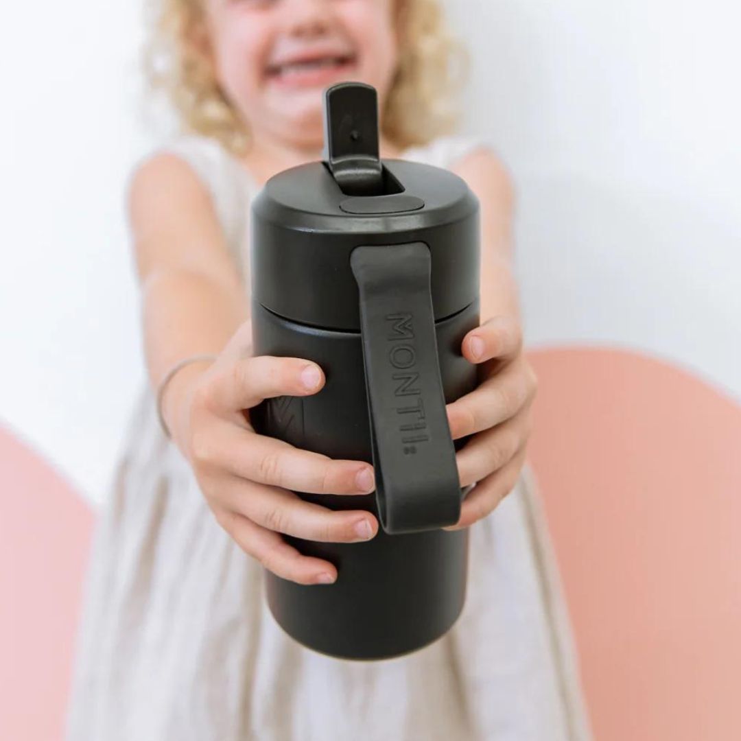 Montii Midnight Insulated Stainless Steel Water Bottle 350ml - Keeps Drinks Hot or Cold for Hours, Perfect for Hiking, Gym & Outdoor Activities