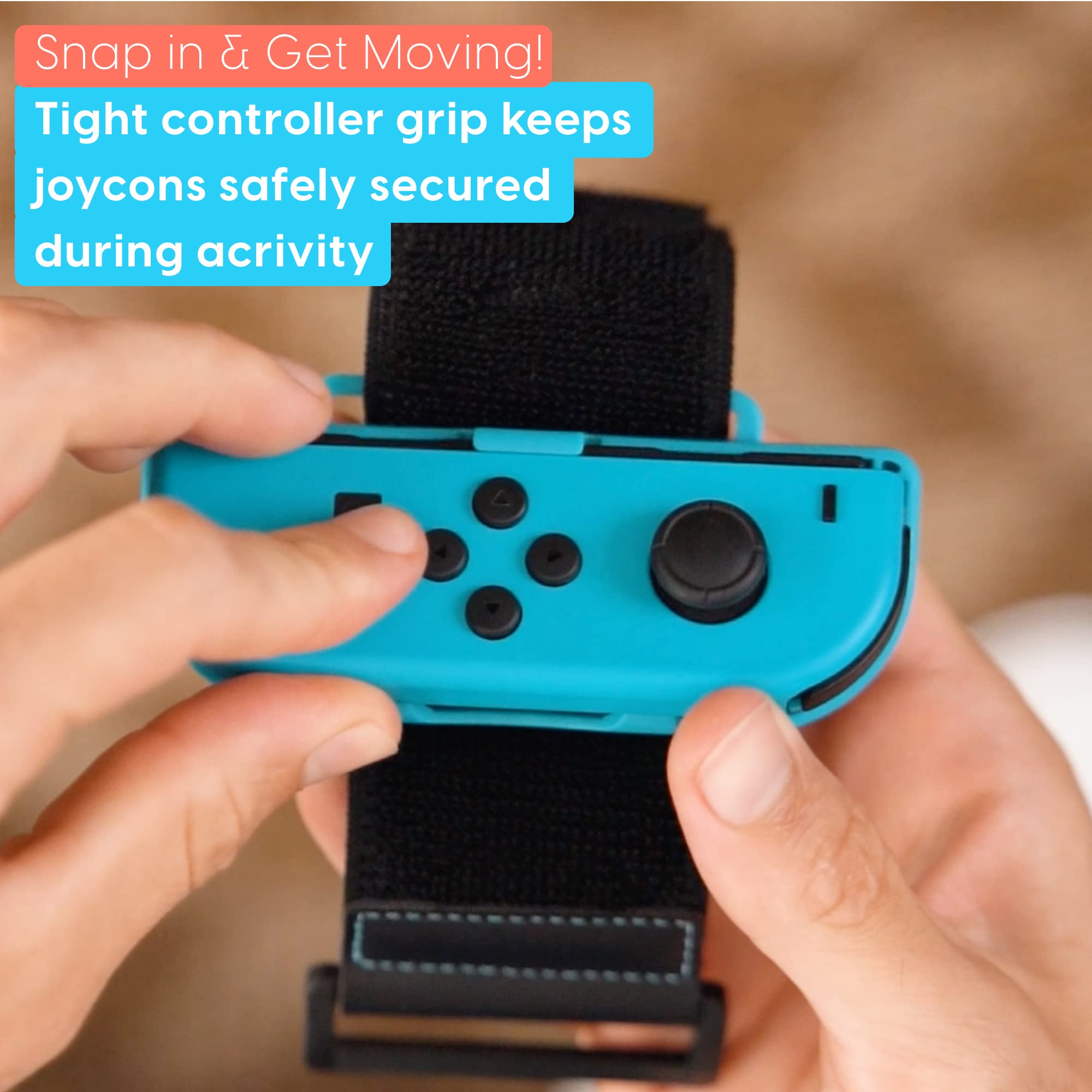 TalkWorks Adjustable Wrist Band Straps for Nintendo Switch Joy-Con Controllers - Compatible with Just Dance 2023, 2022, 2021, 2020, 2019, 2018, 2015 - Ergonomic Gaming Accessories for Dance Games, Fitness Workouts & Active Play