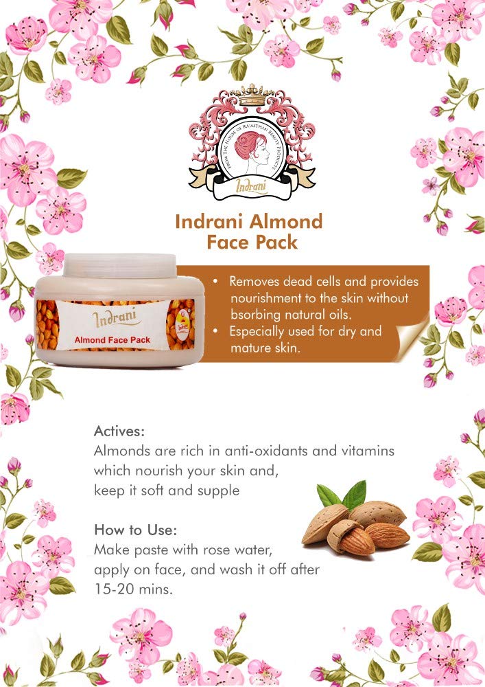 Indrani Almond Face Pack 250g - Natural Skin Brightening & Exfoliating Facial Scrub for Glowing Skin | Perfect for Daily Skincare Routine & Spa Treatments